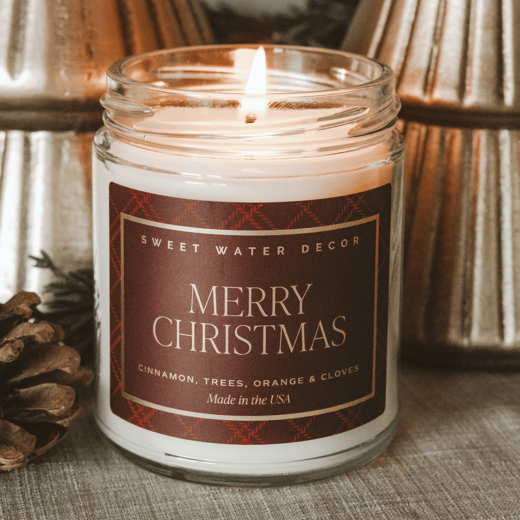 Merry Christmas Soy Candle - 9 oz Clear Jar (Christmas)