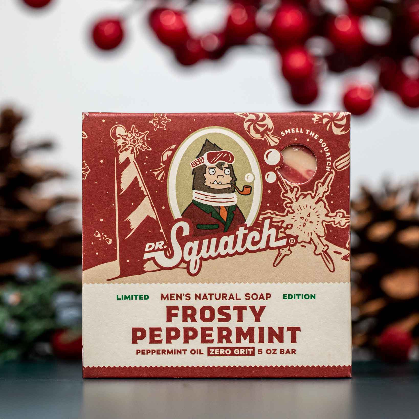 Dr. Squatch Soap Frosty Peppermint & Snowy Pine Tar Limited Edition Holiday  Set