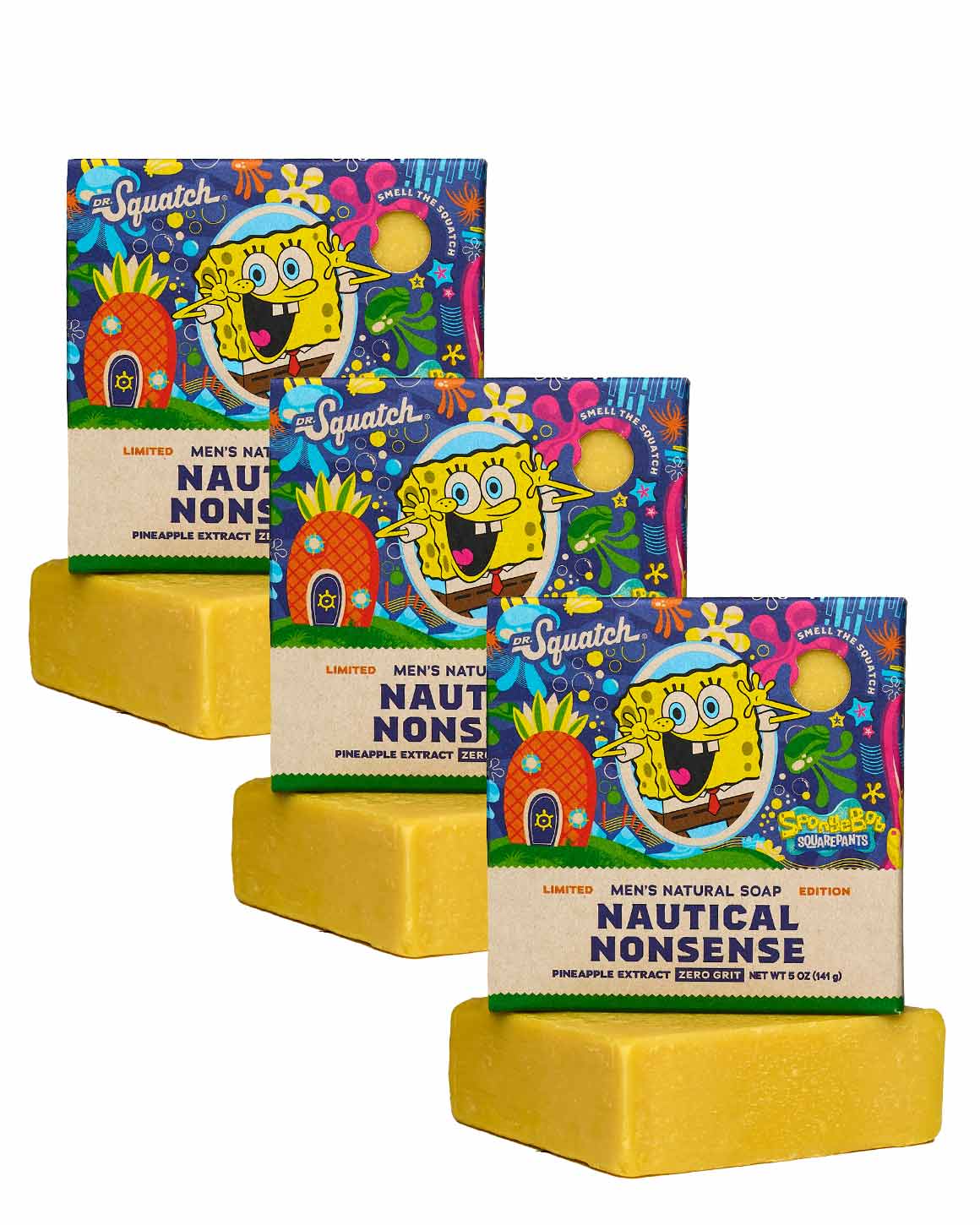 Dr. Squatch - Limited Edition Nautical Nonsense SpongeBob Squarepants Soap Bar 3-Pack