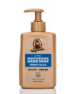Dr. Squatch natural moisturizing hand soap bottle on a white background