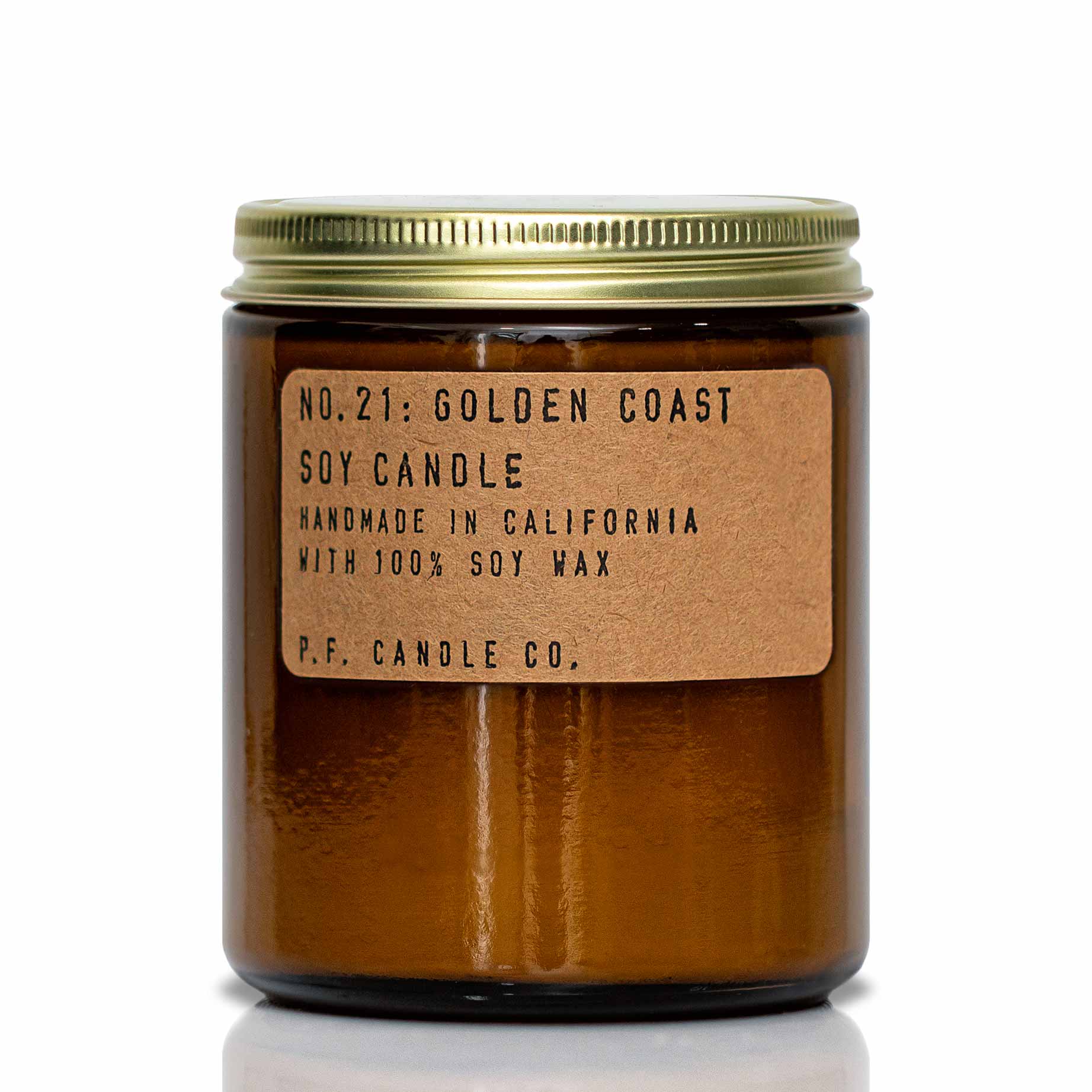P.F. Candle Co. Golden Coast Handmade Soy Candle, Brown - 7.2 oz jar