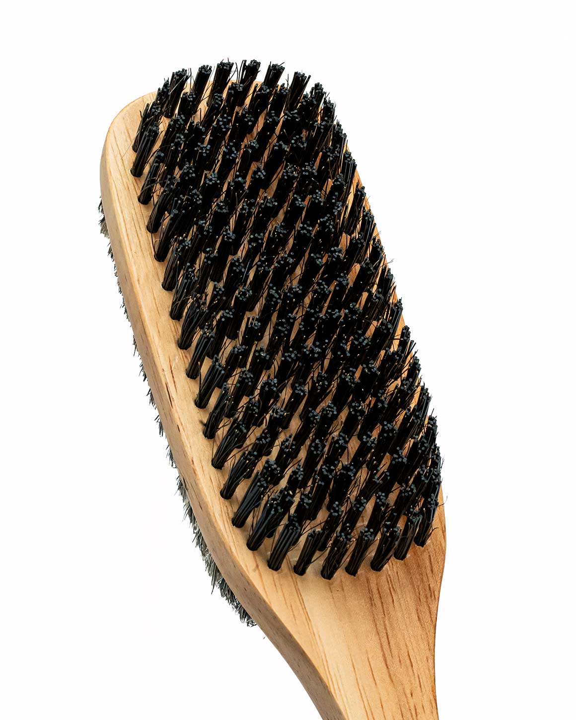 The Kings of Styling double-sided beard and hair brush for men, 9-inch beech wood handle with boar bristles on one side and nylon bristles on the other, 2.3-inch wide brush head