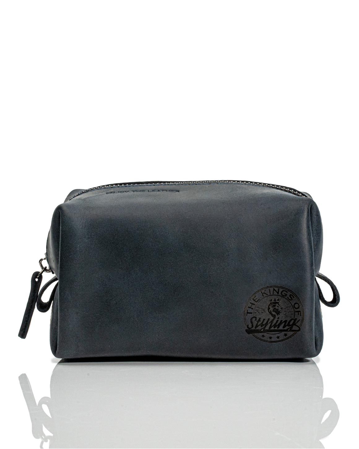 The Kings of Styling - Small Dark Blue Leather Dopp Kit