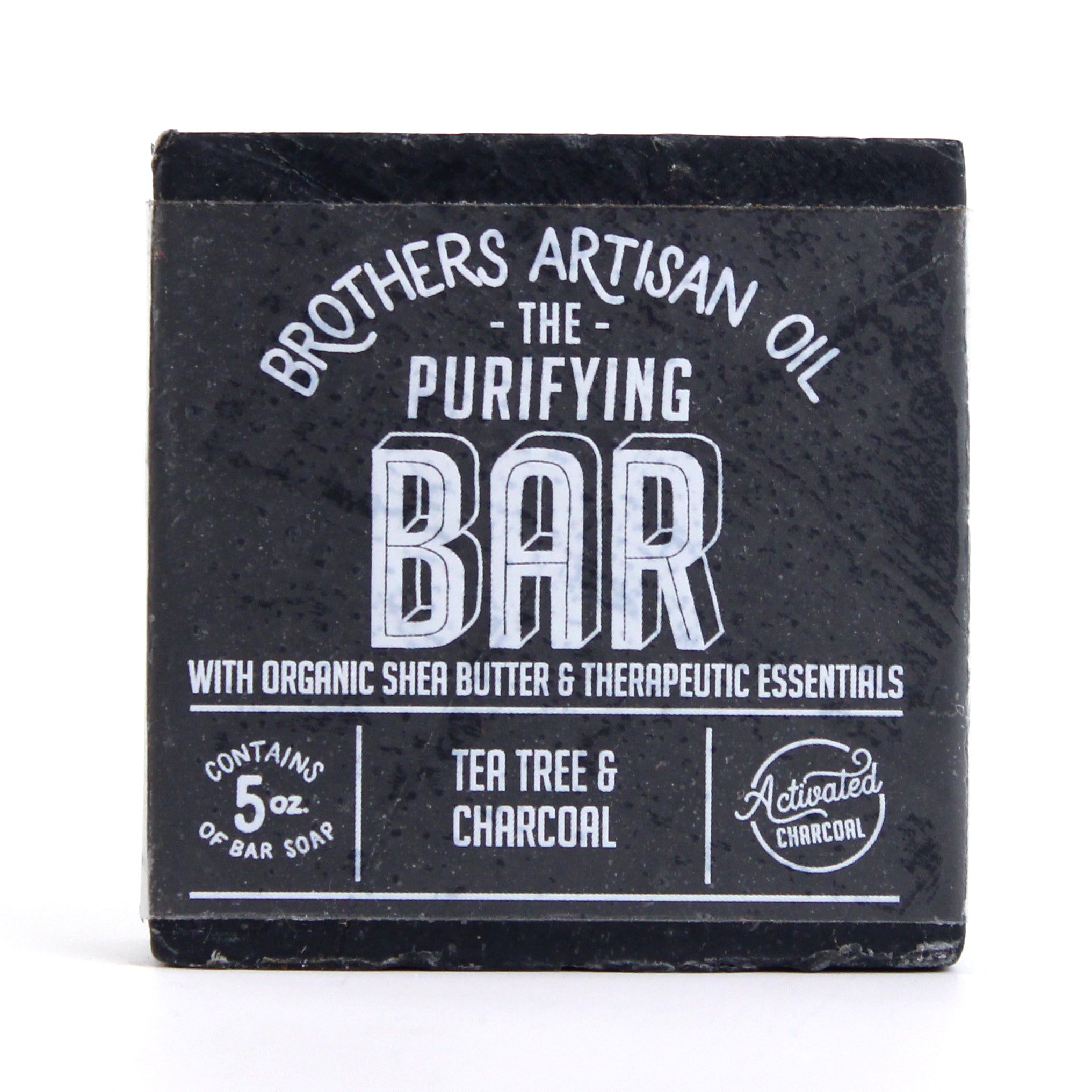 Brothers Artisan Oil Tea Tree & Charcoal Bar Soap – handcrafted vegan detox soap with activated charcoal and essential oils