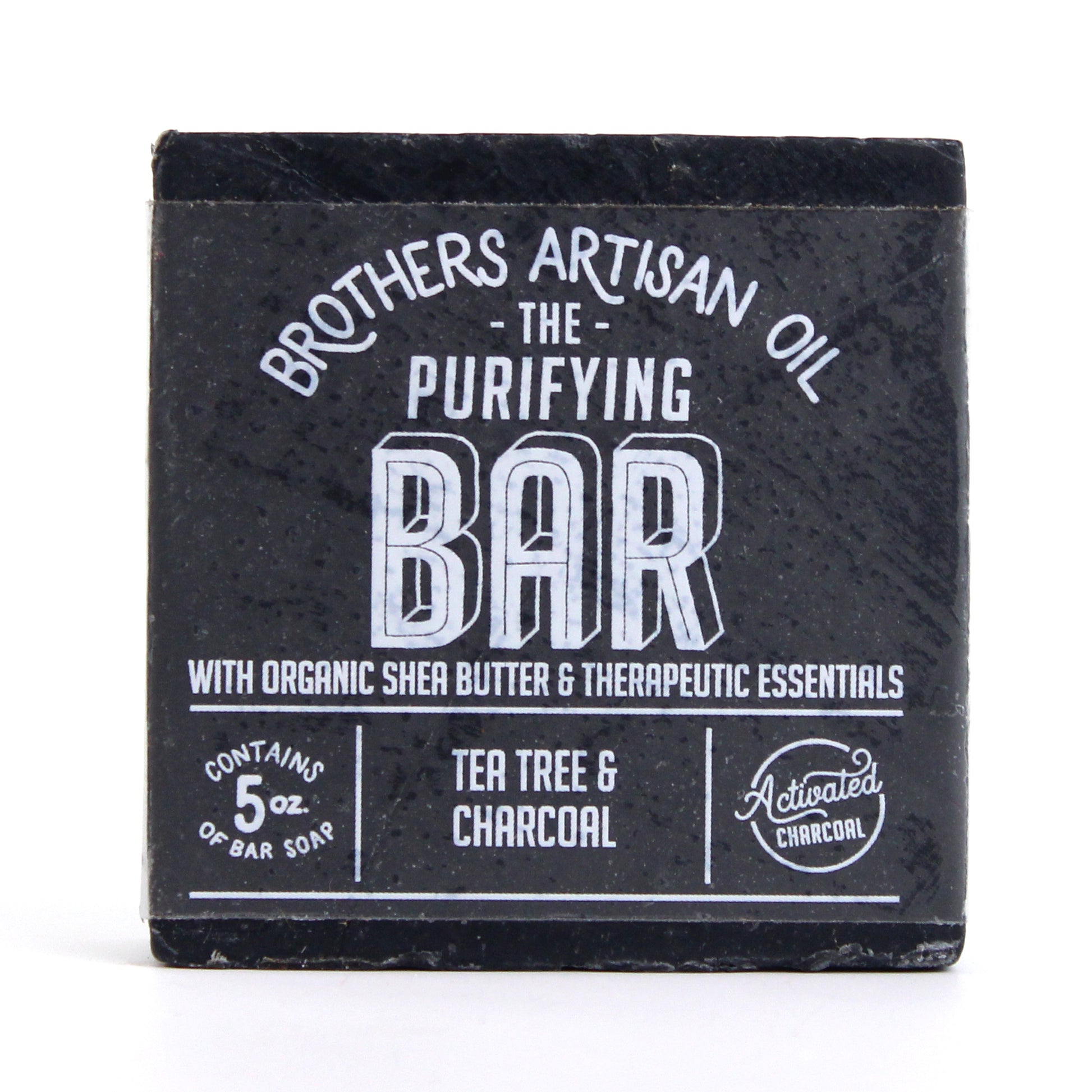 Brothers Artisan Oil Tea Tree & Charcoal Bar Soap – handcrafted vegan detox soap with activated charcoal and essential oils